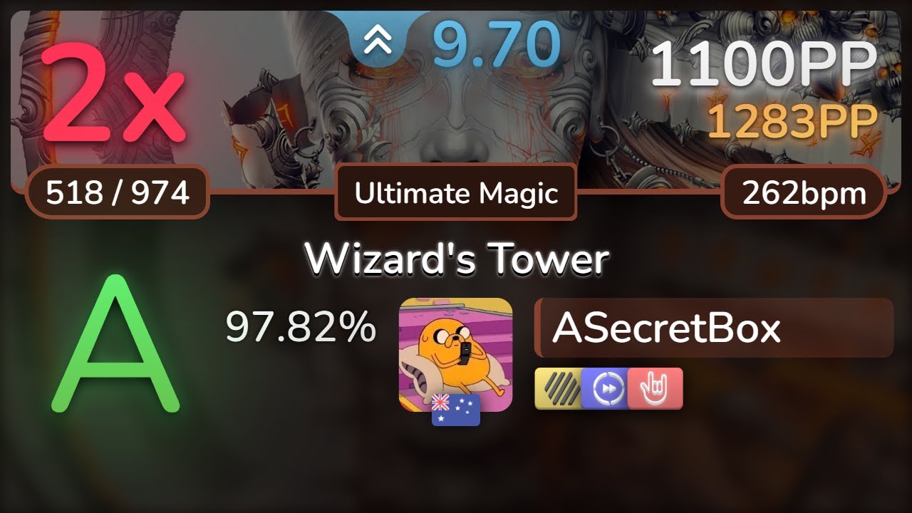 9.7⭐ ASecretBox | Loki - Wizard's Tower [Ultimate Magic] +HDDTHR 97.82% | 1100pp 2❌ - osu!