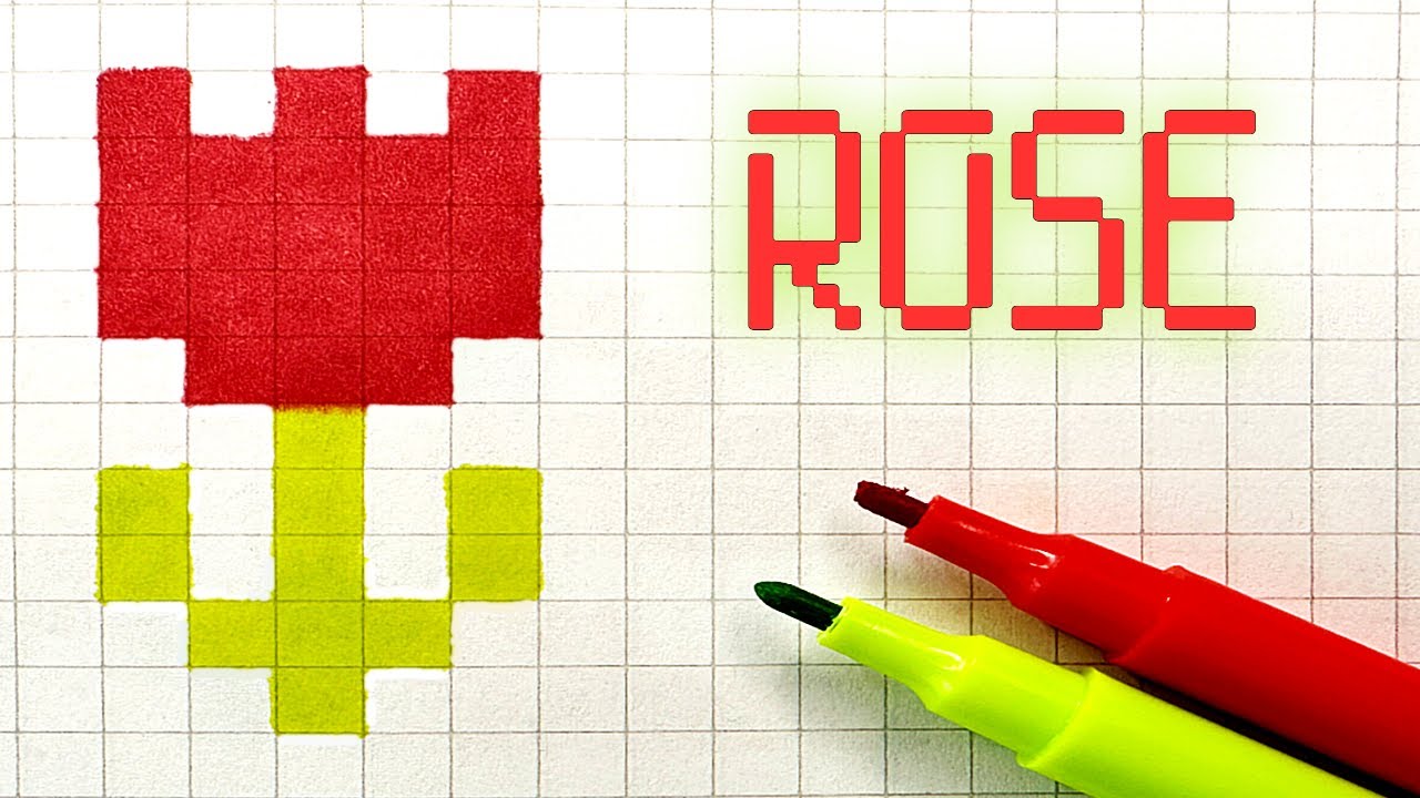 How to Draw a Rose Pixel Art - Really Easy Drawing Tutorial