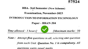 Mdu BAA 3rd Sem Introduction To Information Technology Question Paper 2023