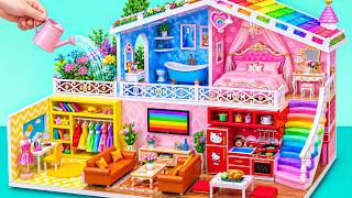 🌈💖 Build Gorgeous 5-color Barbie House With Kitchen & Princess Bedroom ❤️ | Diy Miniature House