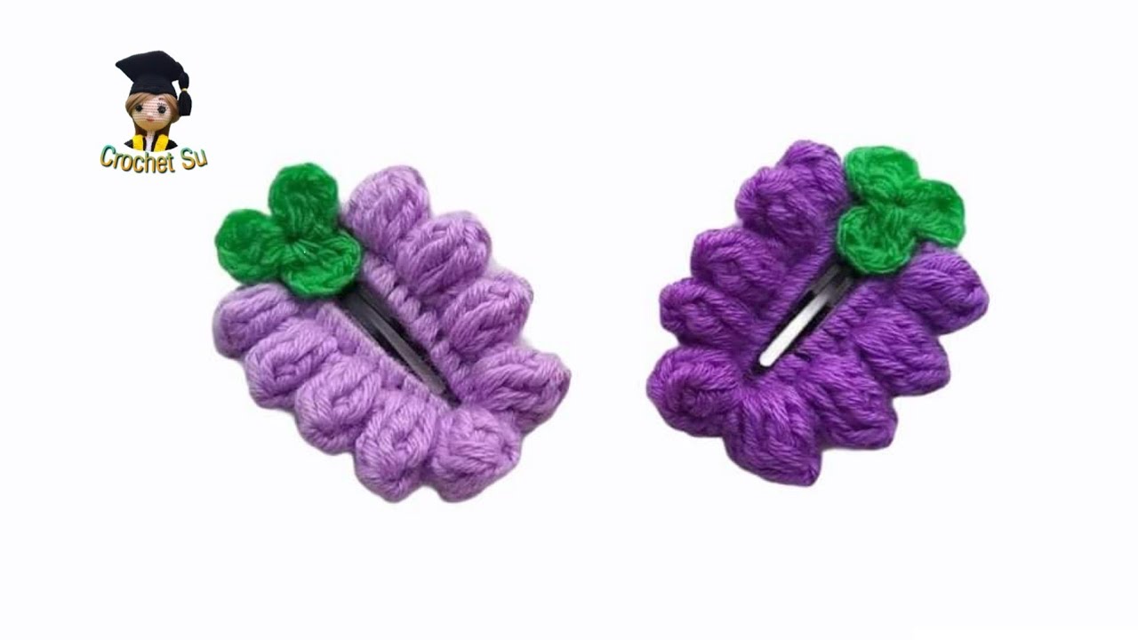 DIY Crochet Grapes Hair Clipချစ်စရာ စပျစ်သီးကလစ်ထိုးနည်းလေး