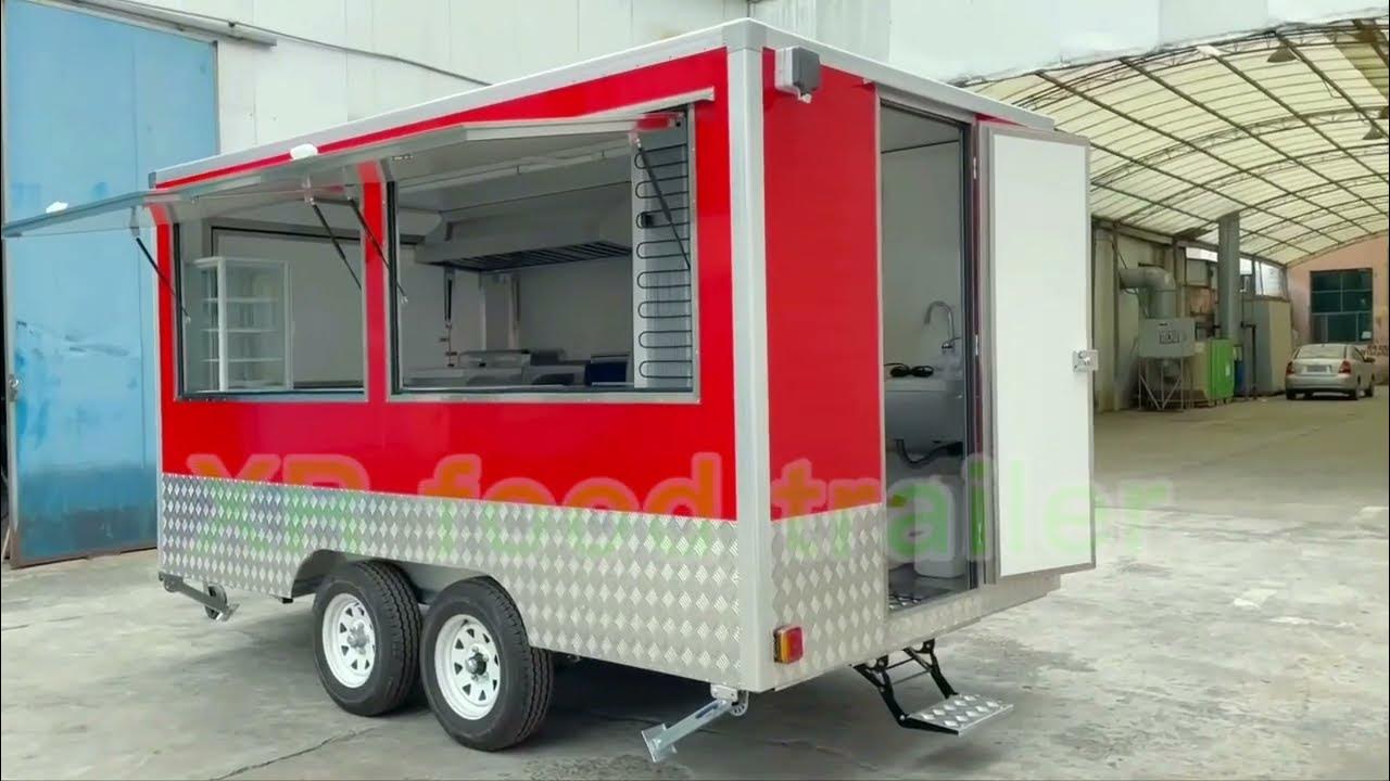 XR food trailer for cold drinks&snack equipped fridge freezer showcase juice fryer griddle