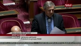 Projet de loi - droit au séjour et délit d'aide au séjour irrégulier - SEANCE (12/11/2012)