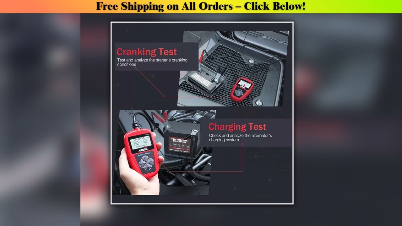 ANCEL BA101 12V Car Battery Tester Digital Analyzer 100 to 2000CCA for Car Motorcycle Automotive