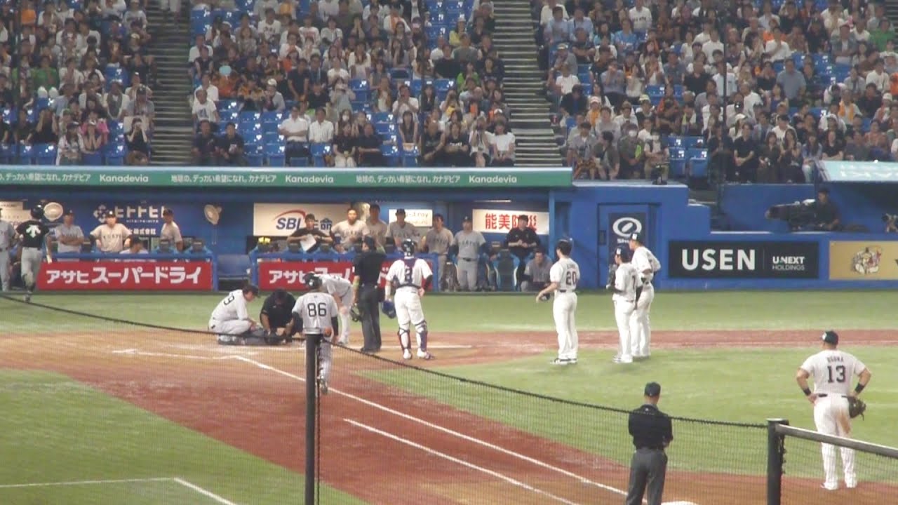 巨人 岸田行倫 デッドボールで負傷のアクシデント ヤクルト vs 巨人