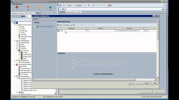 Cisco UCS Manager Backup Create and Execute