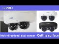 Multi-directional dual-sensor camera - Ceiling surface mount installation