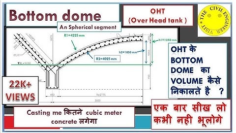 OHT (Over head tank) I volume of Concrete  required for Bottom Dome slab I Quantity Survey  complete