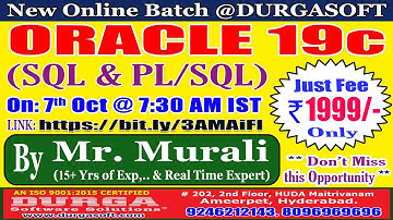 ORACLE 19c Online Training @ DURGASOFT