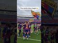 Barcelona players brought the drum out after reaching the UWCL final 😂🥁