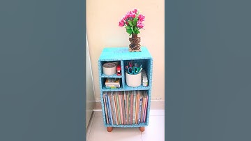 Diy Bookshelf Idea From Cardboard Box/ #diybookshelf #diybookstand #bookorganizeridea #shorts #vira