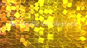 Abstract 3d geometric shapes in rows spinning on golden background, seamless loop. Animation. Small