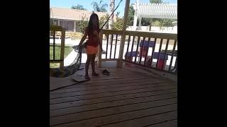 My first back handspring on the trampoline!