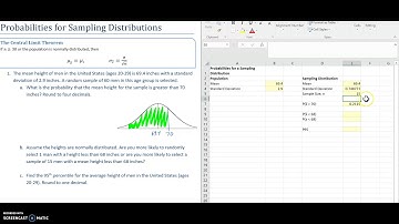 Probabilities for Sampling Distributions in Excel