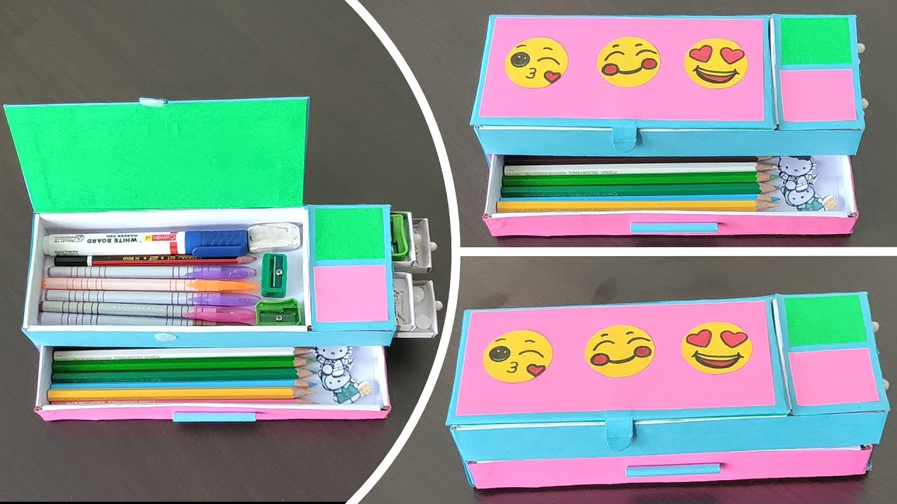 How to make a pencil case from matchboxes and cardboard / The best out of  waste / DIY pencil box 