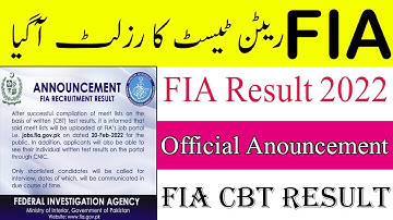 FIA Written Test Announced How to Check FIA Result 2022 FIA Result For All Posts #Fia #Result