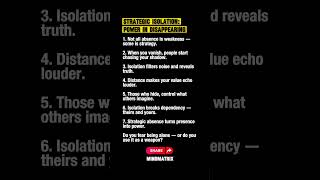 Strategic Isolation: Power in Disappearing • Dark Psychology