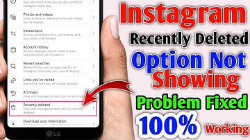 Instagram Recently Deleted Option Not Showing Problem Fixed  | Instagram Recently Deleted Option