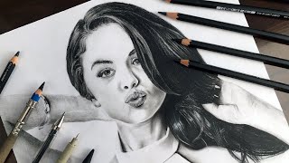 Realistic Portrait Drawing of Selena Gomez | Tribute to Selena Gomez | Drawing Video