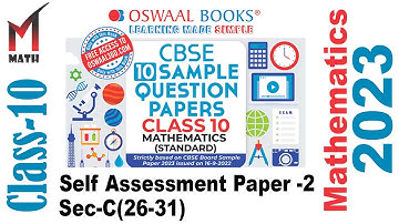 Oswaal Sample Paper Maths Standard Class 10 CBSE I Self Assessment Paper -2 (Sec-C)_26-31, 2023