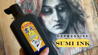 Painting with Japanese Sumi Ink: Expressive Portrait Painting!