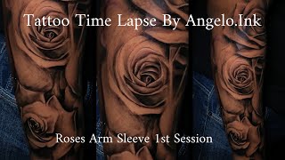 TATTOO | TIME LAPSE (ROSES ARM SLEEVE) BY @ANGELO.INK