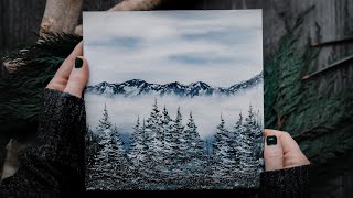 Minimal watercolor winter landscape painting tutorial