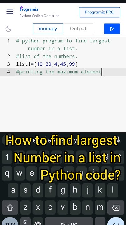 How to find largest number in a list in python program.#programming # ...