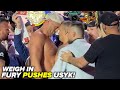 Tyson Fury PUSHES Oleksandr Usyk as teams nearly BRAWL at weigh in!
