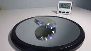 Euler's Disk Spun on Round Edge for 0:50. Amazing Slow Turning Fast/Loud Vibrating.