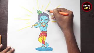 Draw Cute Little Krishna - Simple and Easy -Drawing - #battuarts