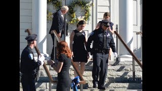 Police, mourners arrive for funeral of fallen Weymouth Police Sgt. Michael Chesna