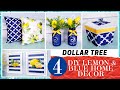 4 DOLLAR TREE DIYs Lemon Home Decor | Summer Pillows | Lemon Art | Mason Jar Decor | Custom Box/Lid
