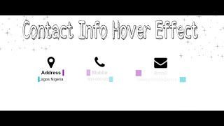 Contact Info Box Text Reveal Hover  Effects | Using Html And CSS