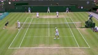 Bryan Brothers Throw Racket To Win Point