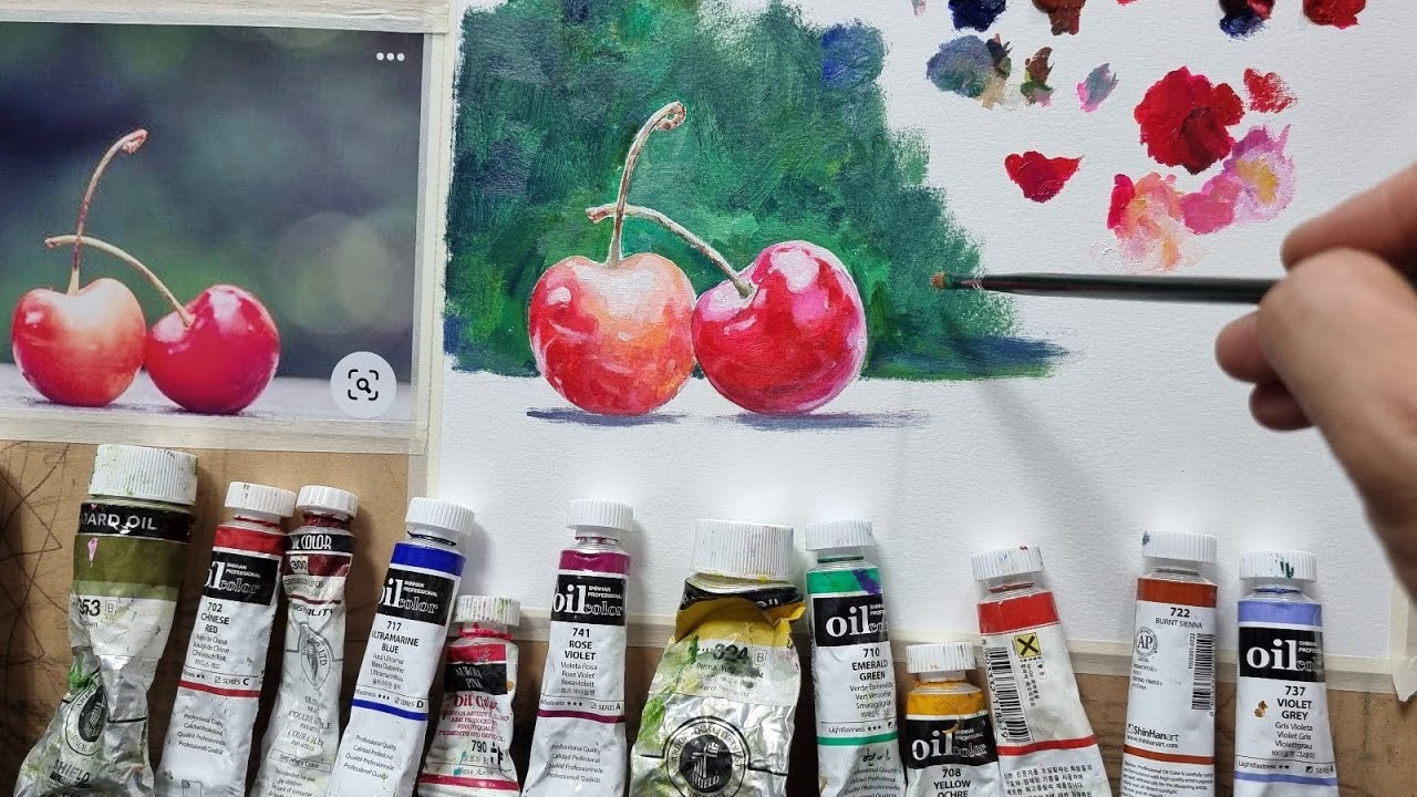 [야외로Art] 체리 유화 그리는 방법 How to Paint Cherry Oil Painting - YouTube