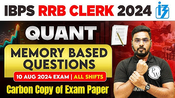 IBPS RRB Clerk 2024 | RRB Clerk Quant Memory Based Questions 2024 | by Sumit Sir