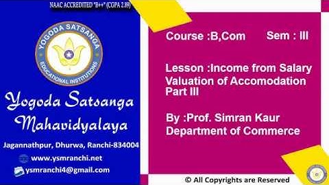 Lecture-13 | BCOM Sem-03 | Income from Salary (Valuation) By Prof. Simran Kaur | YSM Ranchi