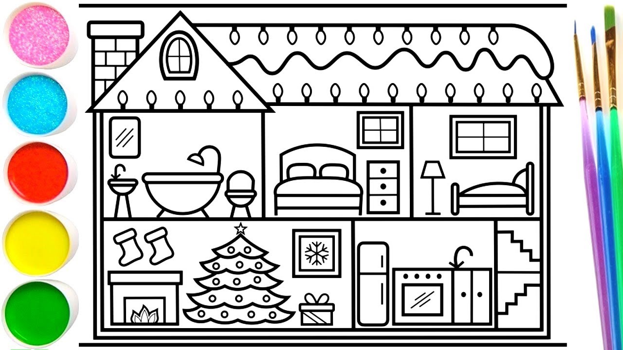 How to Draw a Christmas House with Decorations forKids 🎄 ️Christmas