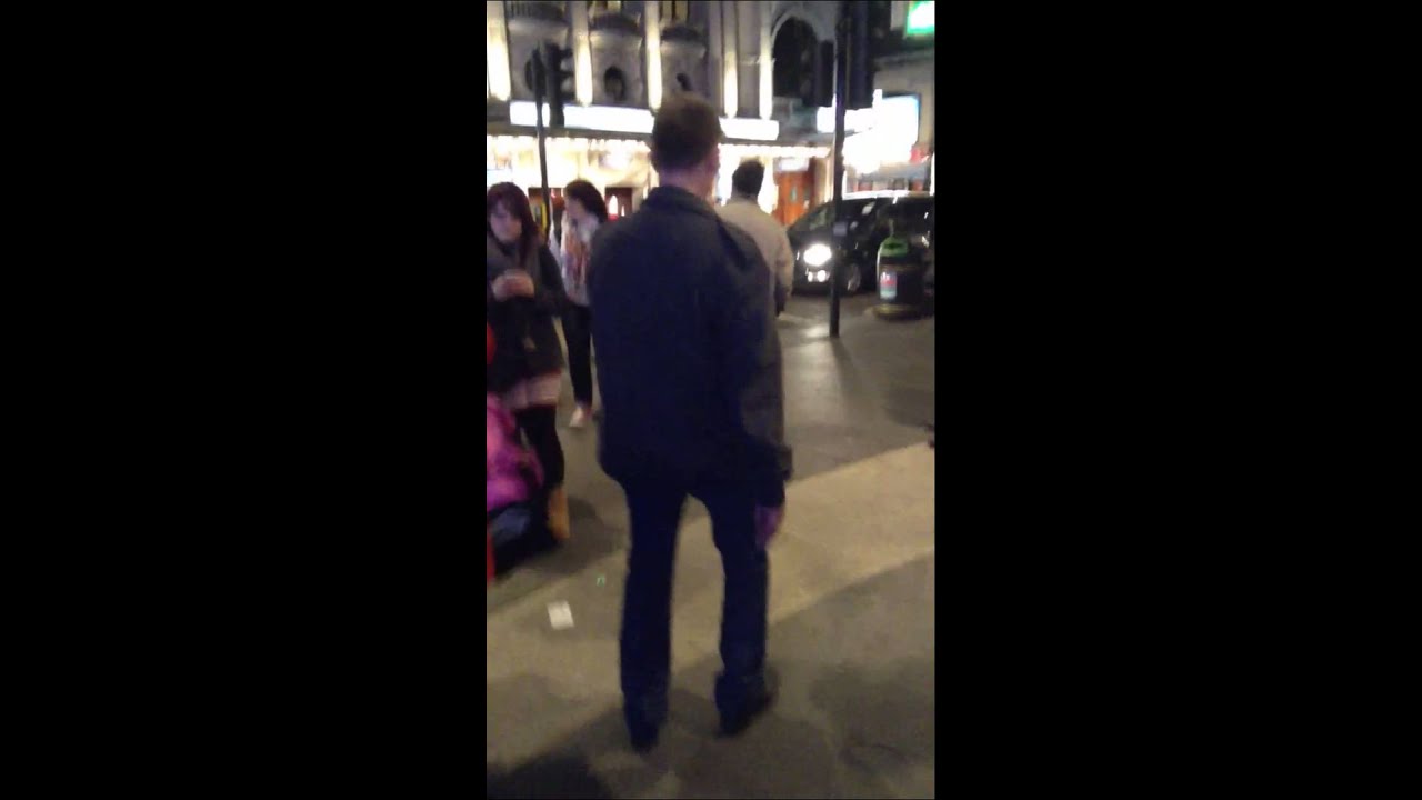Drunk man trying to walk through London YouTube