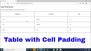 Web designing ! Lec 40 Table with cell padding ! cell spacing and cell padding in html table