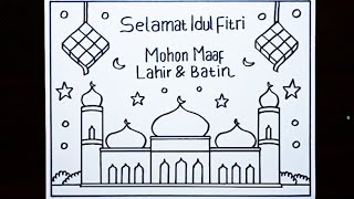 Cara menggambar Poster Hari Raya Idul Fitri 2024 - Poster Hari raya idul fitri