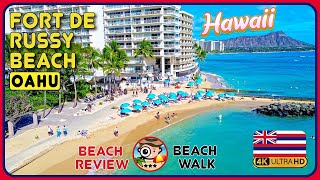 🇺🇸 FORT DERUSSY Beach Waikiki Honolulu Oahu🌸HAWAII (Relaxing spot!) 4K Walking Tour / 4K Beach Walk