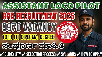 RRB ALP Recruitment 2025 | RRB Assistant Loco Pilot Eligibility, Selection Process, Syllabus Kannada