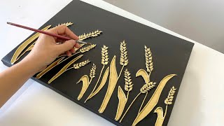 Wheat field Landscape Step by Step Texture Painting | Vanoushe Art Tutorial