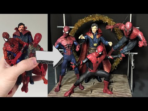 TRANSFORMEI BONECOS DE CAMELÔ NOS 3 HOMEM-ARANHA JUNTOS! (Homem Aranha 3 - Sem Volta pra Casa)