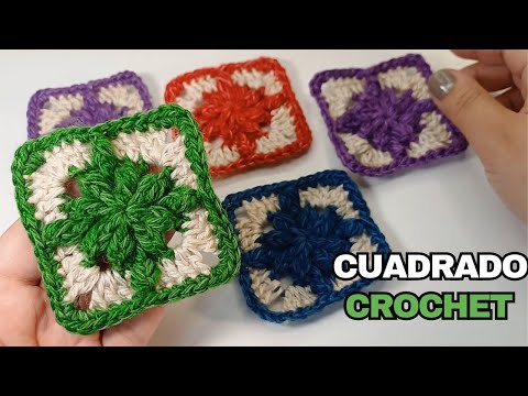 Cuadrado a crochet con relieve PASO A PASO