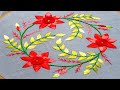 Fashionable But Easy Red Flower Embroidery,Cross stitch Flower Embroidery,Embroidery Class 125,#Miss