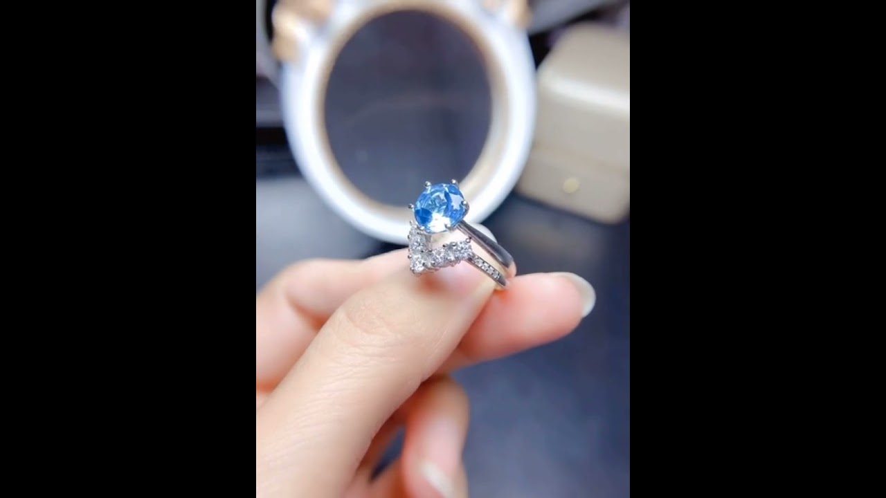 Round Cut, Natural Swiss Topaz&Moissanite Rings Set, Wedding/Engagement/Any Occasion, Only $89.25+