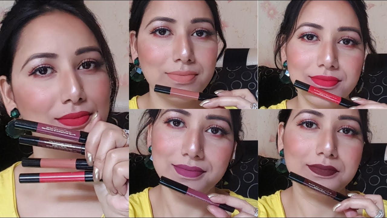 purplle lip cryon| all shades| review - YouTube